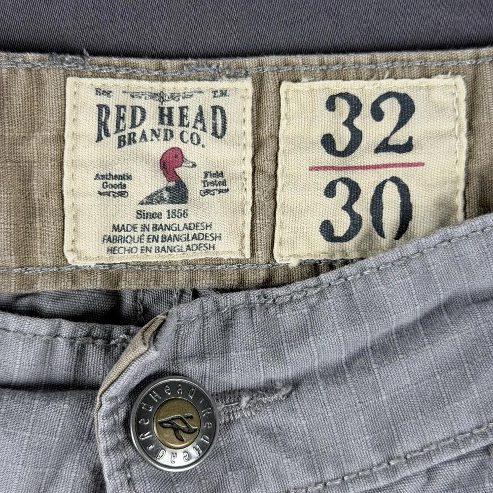 RedHead Brand Co. Men's Gray Ripstop Cotton Cargo Pants 32